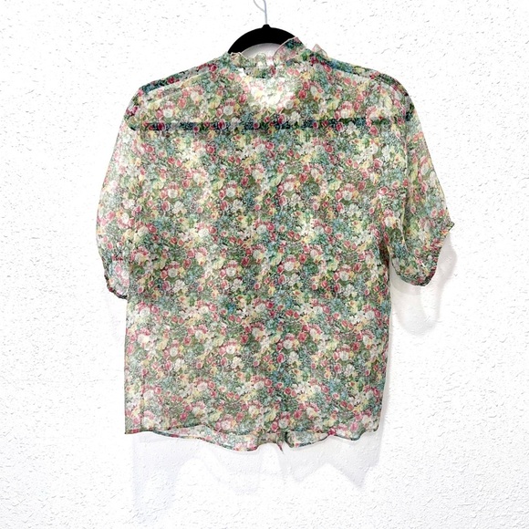 Zara Floral Sheer with floral design Blouse small - Picture 5 of 10